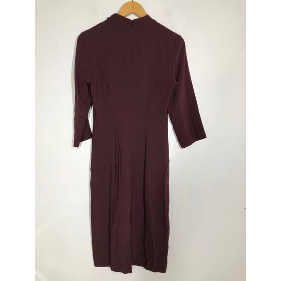 Amanda Uprichard Reid Dress 3/4 Sleeve Tie Keyhole Neck Sheath Purple Small - Picture 5 of 8